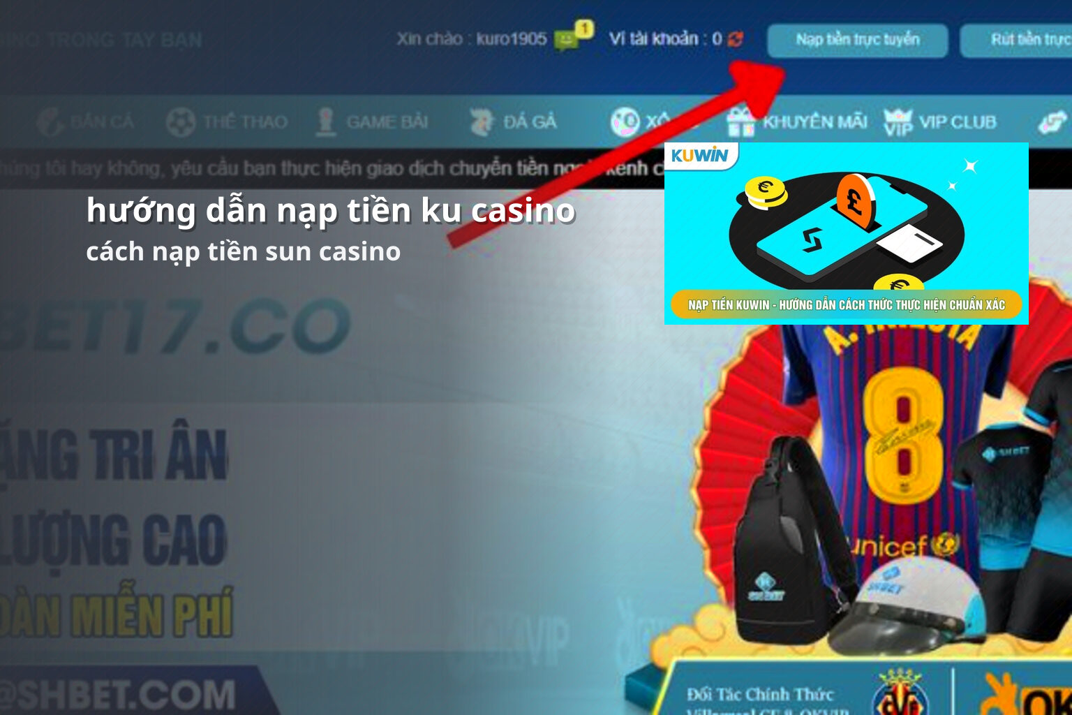 hướng dẫn nạp tiền ku casino cách nạp tiền sun casino