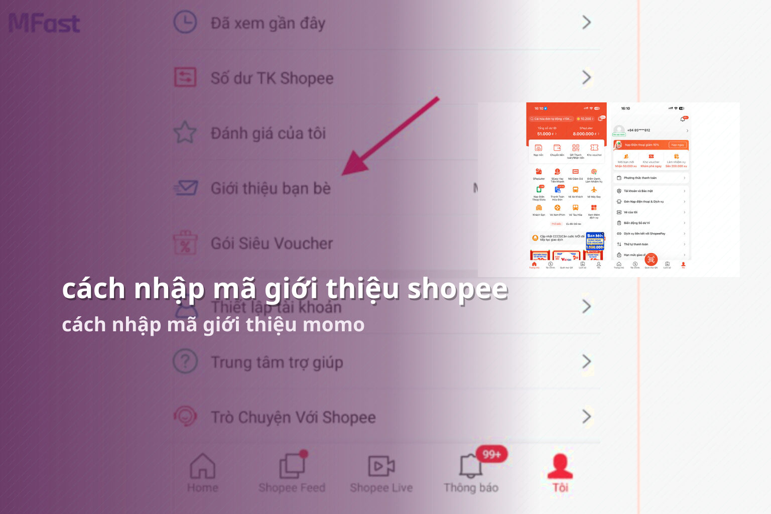 cách nhập mã giới thiệu shopee - referral