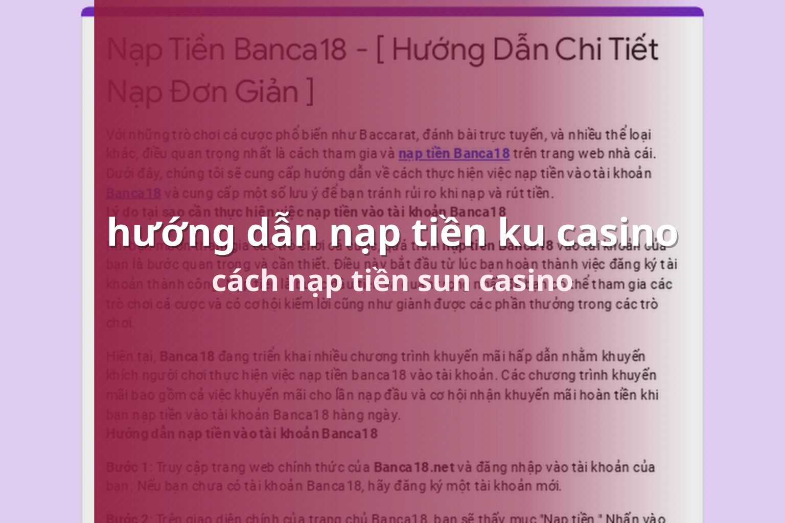 hướng dẫn nạp tiền ku casino cách nạp tiền sun casino