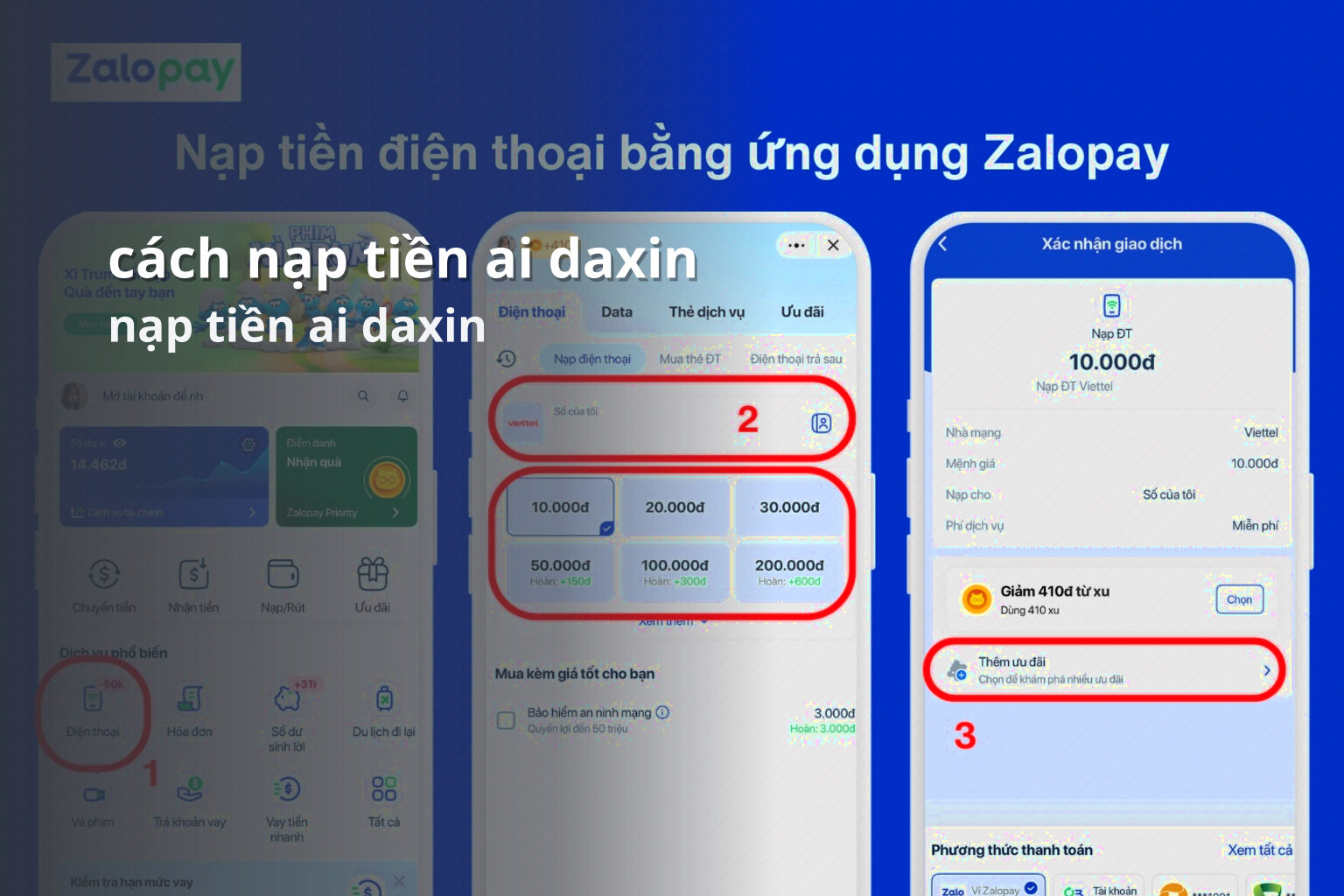 cách nạp tiền ai daxin - Nạp tiền Ai Daxin
