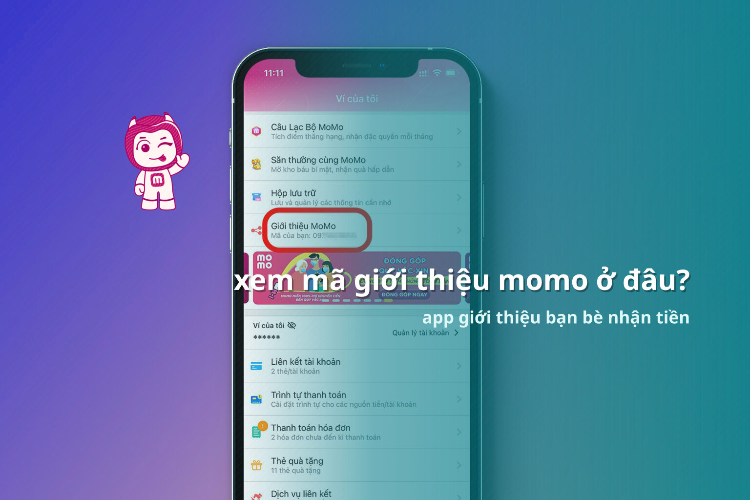 xem mã giới thiệu momo ở đâu? - referral